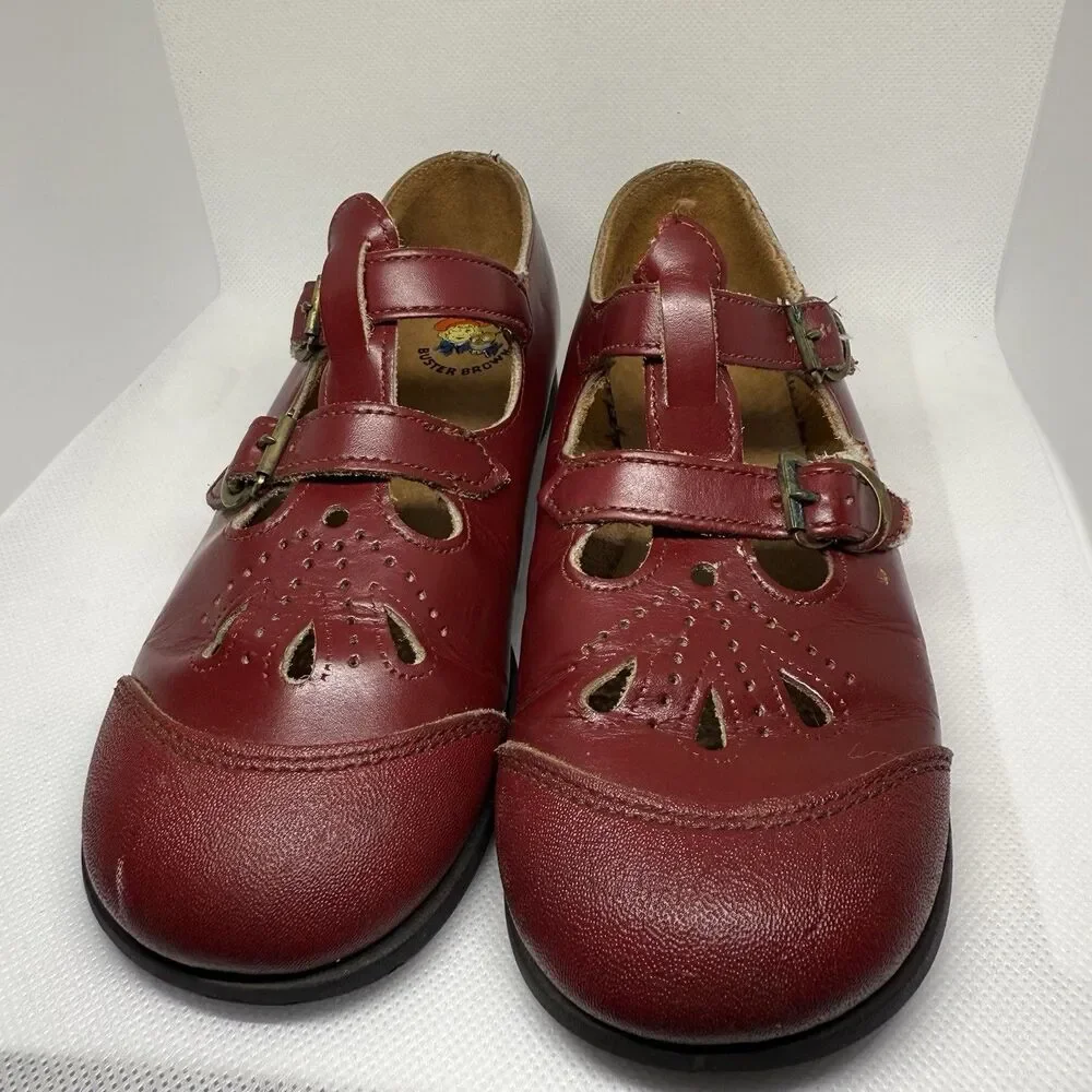 Vintage Buster Brown Red Toddler Mary Jane’s Leather Upper Size 10.5